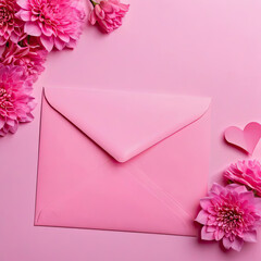 pink envelope with flower