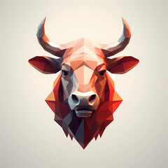 geometric low-poly bull head illustration on a smooth gradient background, perfect for modern branding