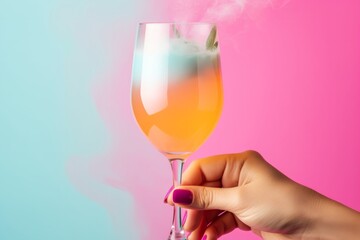 Hand Holding Colorful Smoke Cocktail