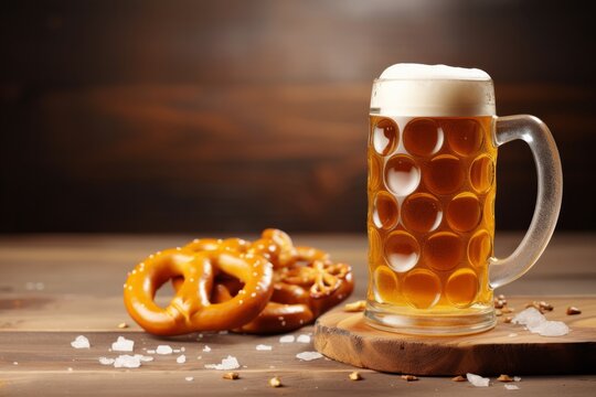 Beer and Pretzels Wooden Table