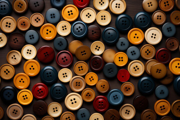Fototapeta premium old vintage sewing buttons textures vintage, flat lay with copy space