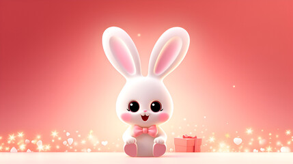 Enchanting Expressions: A Tale of the Cartoon Bunny and the Pink Canvas
