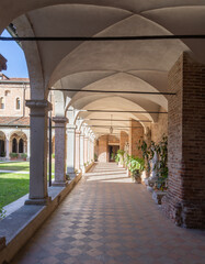 VICENZA, ITALY - NOVEMBER 5, 2023: The atrium of church Chiesa di San Lorenzo. 
