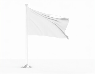 風にはためく白い旗。白背景。CG風。AI生成画像。