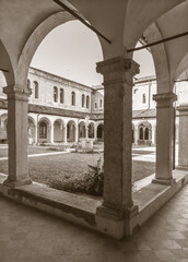 VICENZA, ITALY - NOVEMBER 5, 2023: The atrium of church Chiesa di San Lorenzo. 
