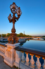 Fototapeta na wymiar Early morning at Alexander III bridge, Paris