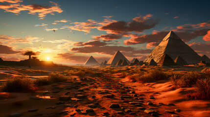 fictitious pyramids in the desert (Generative AI)