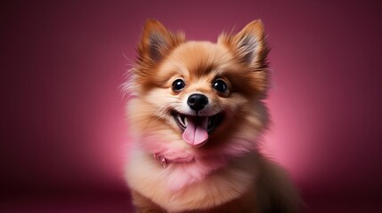 Obraz premium Full-body studio photography of a happy, cute puppy, set against a solid, clean color backdrop, radiating joy and charm.