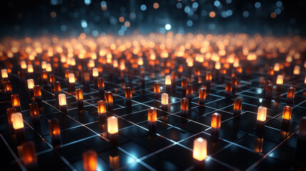 Fototapeta premium Luminous Grid: Glowing Dots in Harmony. Generative AI