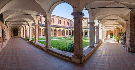 VICENZA, ITALY - NOVEMBER 5, 2023: The atrium of church Chiesa di San Lorenzo. 