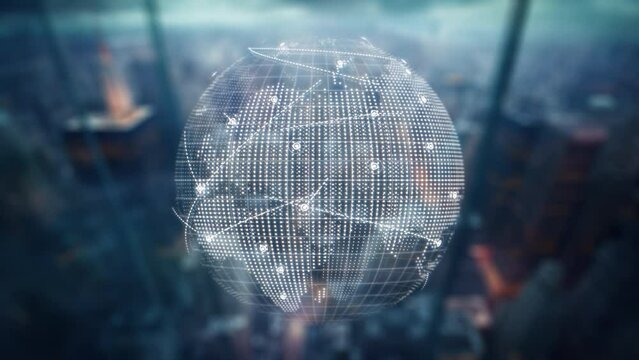 Digital earth map background. Social network connections. Global world communication big data. Bitcoin blockchain database technology concept. Business finance communicate and crypto currency web 3.0
