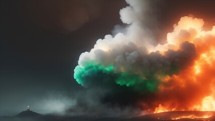 Obraz premium Indian flag surrounded by swirling smoke, symbolizing the energy and enthusiasm of the occasion.