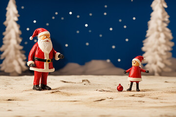 Santa and a helper at the North Pole