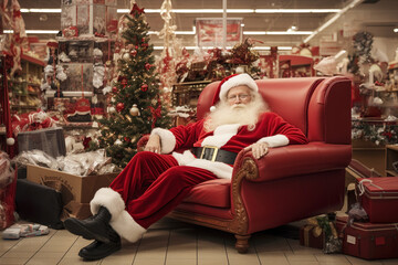Department Store Santa taking a well deserved break.