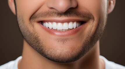 Closeup perfect smile with white beauty healthy teeth wallpaper background - obrazy, fototapety, plakaty