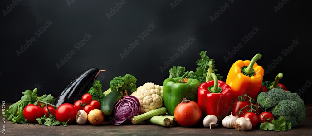 Poster Assorted fresh organic vegetable composition Copy space image Place for adding text or design