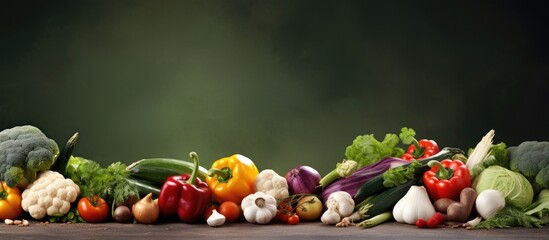 Assorted fresh organic vegetable composition Copy space image Place for adding text or design - obrazy, fototapety, plakaty