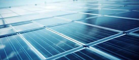 A solar panel on a building rooftop reflecting in an aerial view Related to renewable energy and sustainability Copy space image Place for adding text or design - obrazy, fototapety, plakaty