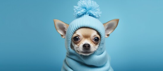 A chihuahua paws on head covering ears cute Copy space image Place for adding text or design