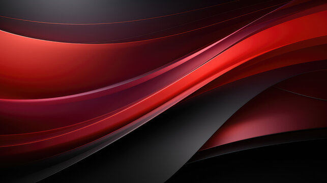 Sleek waves of red and black merge in an elegant, flowing, abstract design.