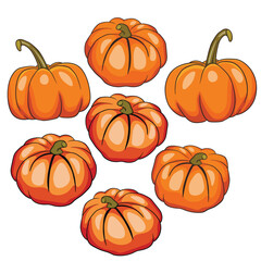 Halloween pumpkin. Cute Pumpkins or ghost. Vector autumn holidays illustration