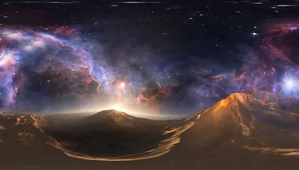 Foto auf Acrylglas Nordlichter 360 degree space nebula panorama equirectangular projection environment map hdri spherical panorama space background with nebula and stars