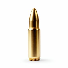 Golden Bullet Cartridge Isolated on White. Generative ai