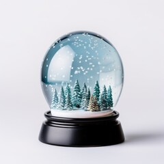 Fototapeta na wymiar Snow globe toy gift for Christmas and New Year. Happy time of gifts and holidays in 2024. Celebrating holidays with family, family evening