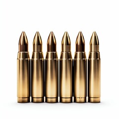 Set of Rifle Cartridges Isolated on White Background. Generative ai