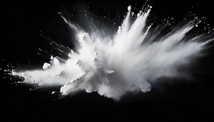 white powder explosion on black background