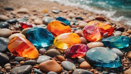 Fototapeta premium Colored stones on the beach