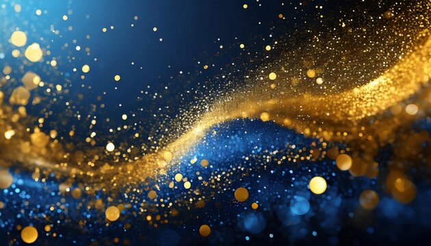 abstract background with dark blue and gold particle