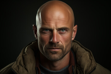 Fototapeta premium portrait, modern bald man, 40 years old,