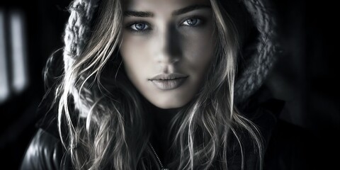 Eternal Gaze - AI-Generated Monochromatic Artistic Portrait