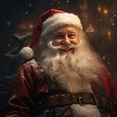 Happy smiling Santa Claus portrait in red traditional costume