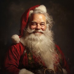 Happy smiling Santa Claus portrait in red traditional costume