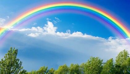 bright rainbow in the blue sky