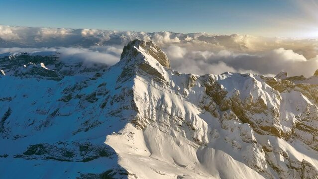Aerial View of the Mountain Seantis in the Swiss Alps, Switzerland. Santis