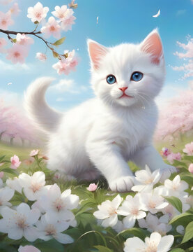 cat and flowers