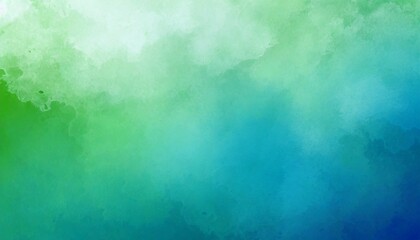 abstract blue green background with texture gradient cloudy light green to blue colors with soft sponged watercolor painted white misty fog - obrazy, fototapety, plakaty