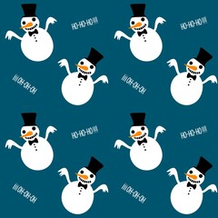 Cartoon winter ice seamless snowman and snowflakes pattern for Christmas packaging and new year