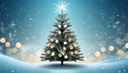 christmas tree happy holidays light blue background