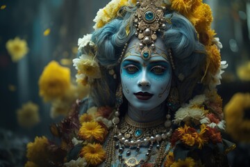 Krishna religion. depth and spirituality of krishna's religion: a journey into the world of hinduism, devotion, and the divine lord's influence on faith and culture - obrazy, fototapety, plakaty