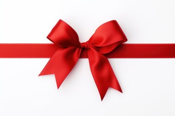 Elegant red gift ribbon with bow, perfect for Christmas on white background