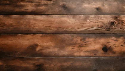 Deurstickers surface of the old brown wood texture old dark textured wooden background top view © Irene