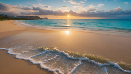 Amazing colorful sunset on the beach resort in mexico
