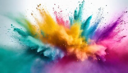 abstract powder splatted background colorful powder explosion on white background colored cloud...