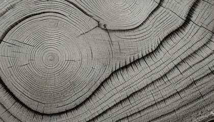 warm gray cut wood texture detailed black and white texture of a felled tree trunk or stump rough organic tree rings with close up of end grain - obrazy, fototapety, plakaty