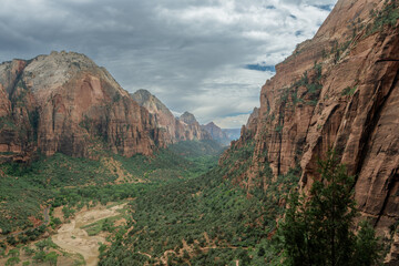 Down Canyon View In Zion From Angels Landing Trail