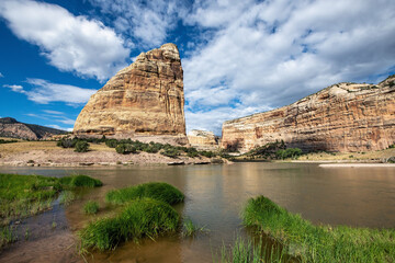 Steamboat Rock, view from Echo Park in Dinosaur National Monument of Colorado side.